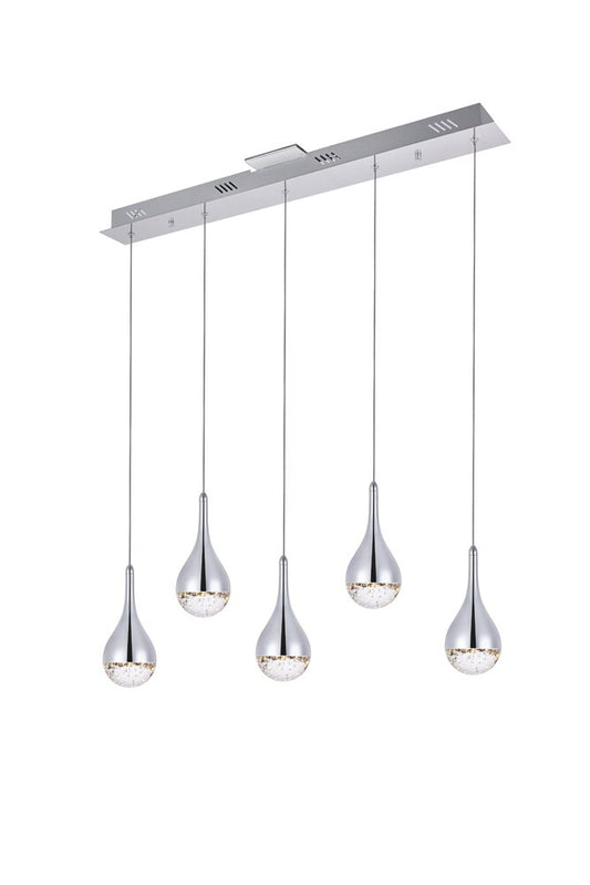 Elegant Furniture & Lighting - Amherst LED 5-light chandelier 34in x 4in x 9in chrome finish - 3805D33C veiw 1