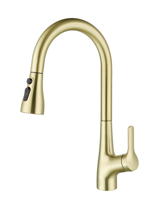 Elegant Furniture & Lighting - Andrea Single Handle Pull Down Sprayer Kitchen Faucet in Brushed Gold - FAK-305BGD veiw 1