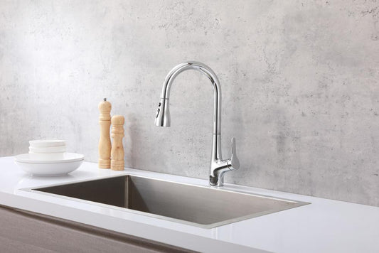 Elegant Furniture & Lighting - Andrea Single Handle Pull Down Sprayer Kitchen Faucet in Chrome - FAK-305PCH veiw 2