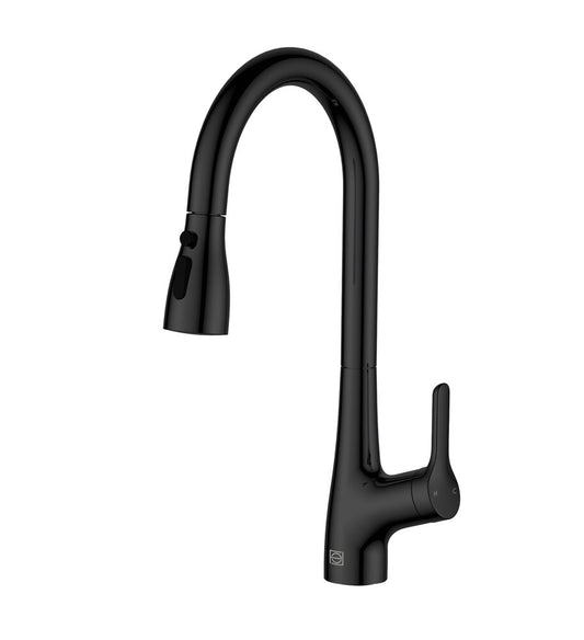 Elegant Furniture & Lighting - Andrea Single Handle Pull Down Sprayer Kitchen Faucet in Matte Black - FAK-305MBK veiw 1