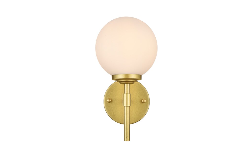 Elegant Furniture & Lighting - Ansley 1 light Brass and frosted white Bath Sconce - LD7301W6BRA veiw 1