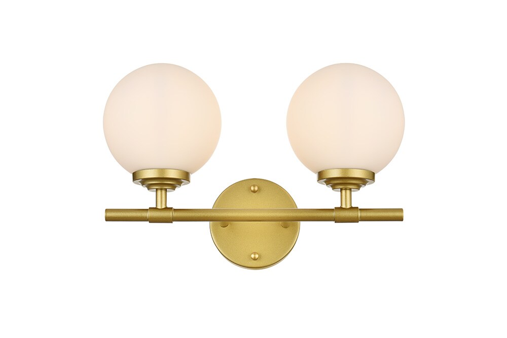 Elegant Furniture & Lighting - Ansley 2 light Brass and frosted white Bath Sconce - LD7301W15BRA veiw 1