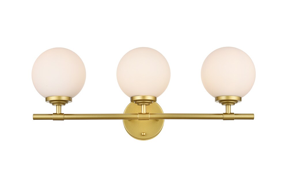 Elegant Furniture & Lighting - Ansley 3 light Brass and frosted white Bath Sconce - LD7301W24BRA veiw 1