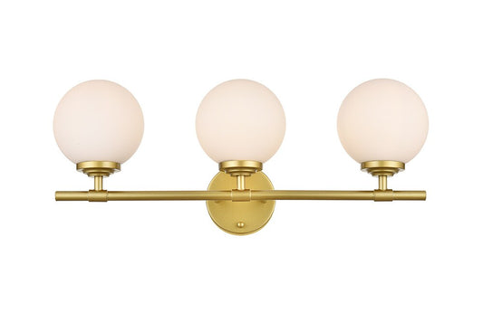 Elegant Furniture & Lighting - Ansley 3 light Brass and frosted white Bath Sconce - LD7301W24BRA veiw 1