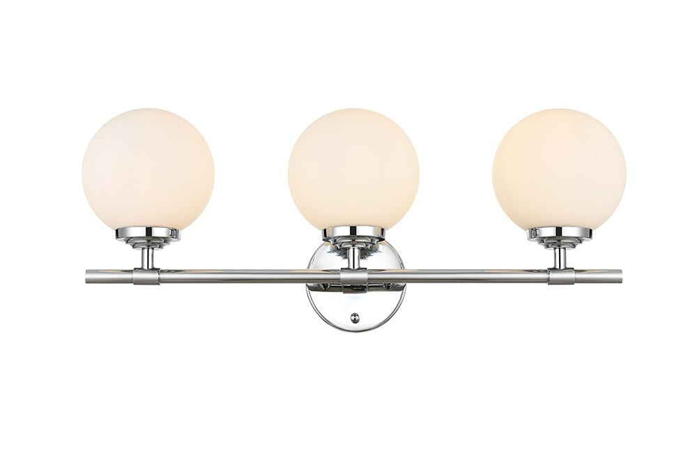 Elegant Furniture & Lighting - Ansley 3 light Chrome and frosted white Bath Sconce - LD7301W24CH veiw 1