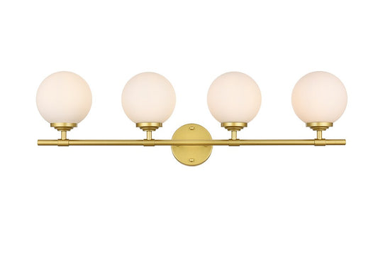 Elegant Furniture & Lighting - Ansley 4 light Brass and frosted white Bath Sconce - LD7301W33BRA veiw 1