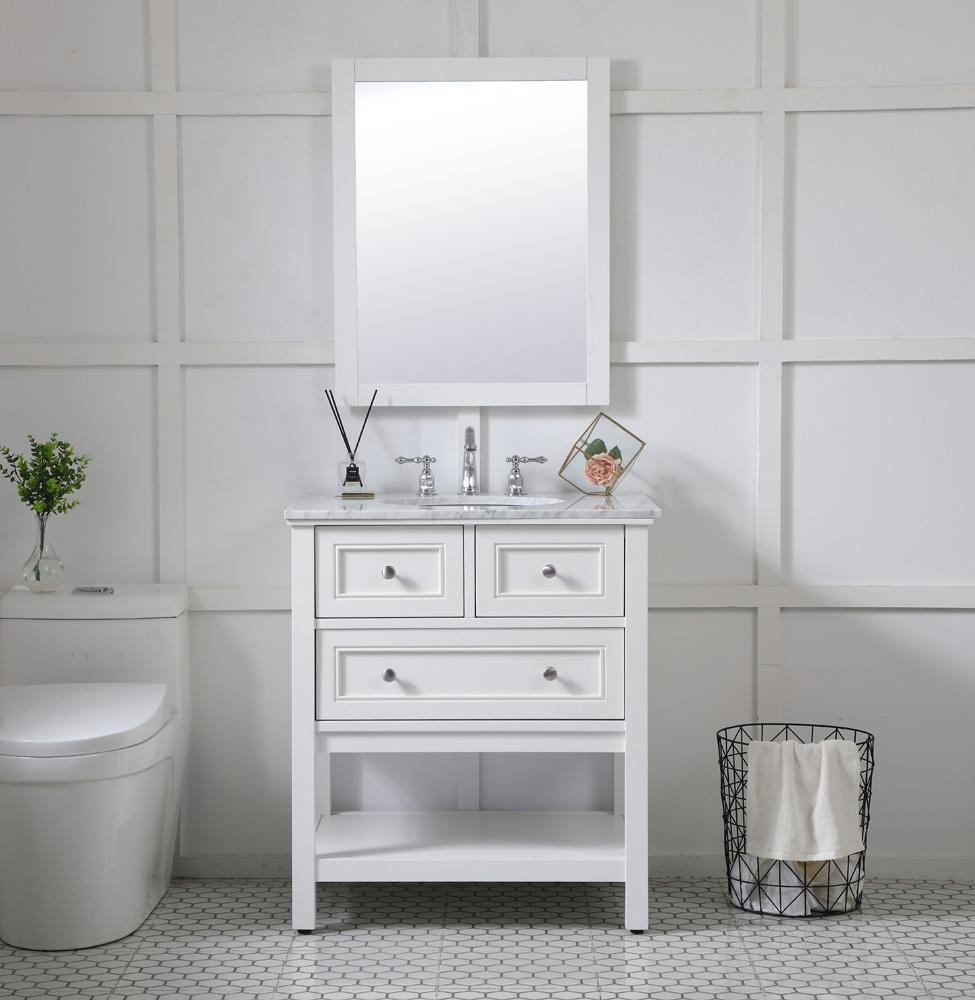 Elegant Furniture & Lighting - Aqua rectangle vanity mirror 24 inch in White - VM22432WH veiw 4