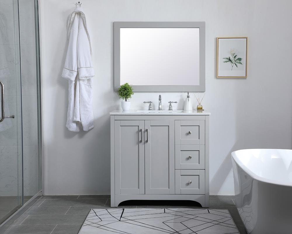 Elegant Furniture & Lighting - Aqua rectangle vanity mirror 27 inch in Grey - VM22736GR veiw 4