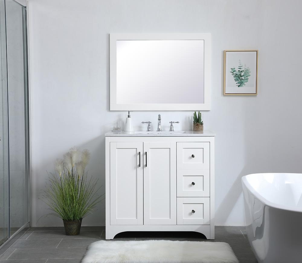 Elegant Furniture & Lighting - Aqua rectangle vanity mirror 27 inch in White - VM22736WH veiw 4