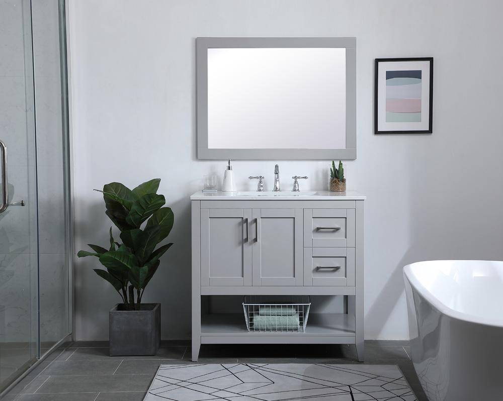 Elegant Furniture & Lighting - Aqua rectangle vanity mirror 30 inch in Grey - VM23036GR veiw 4