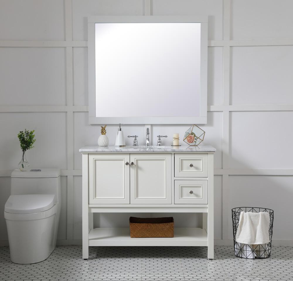 Elegant Furniture & Lighting - Aqua rectangle vanity mirror 42 inch in White - VM24236WH veiw 4