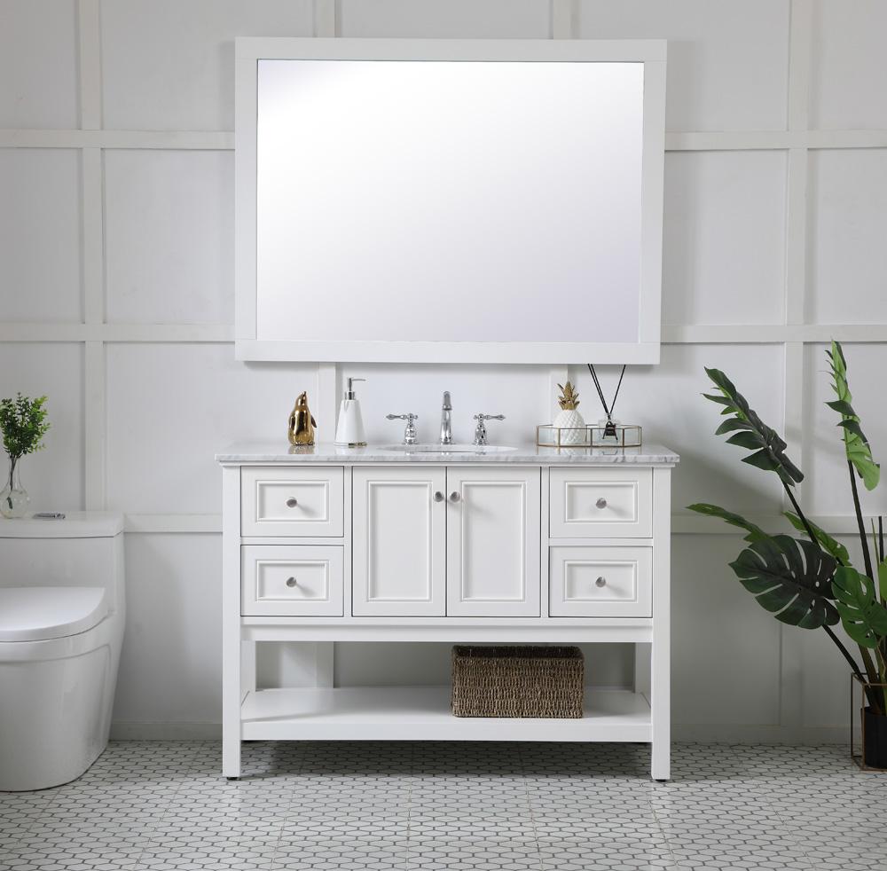 Elegant Furniture & Lighting - Aqua rectangle vanity mirror 48 inch in White - VM24836WH veiw 4