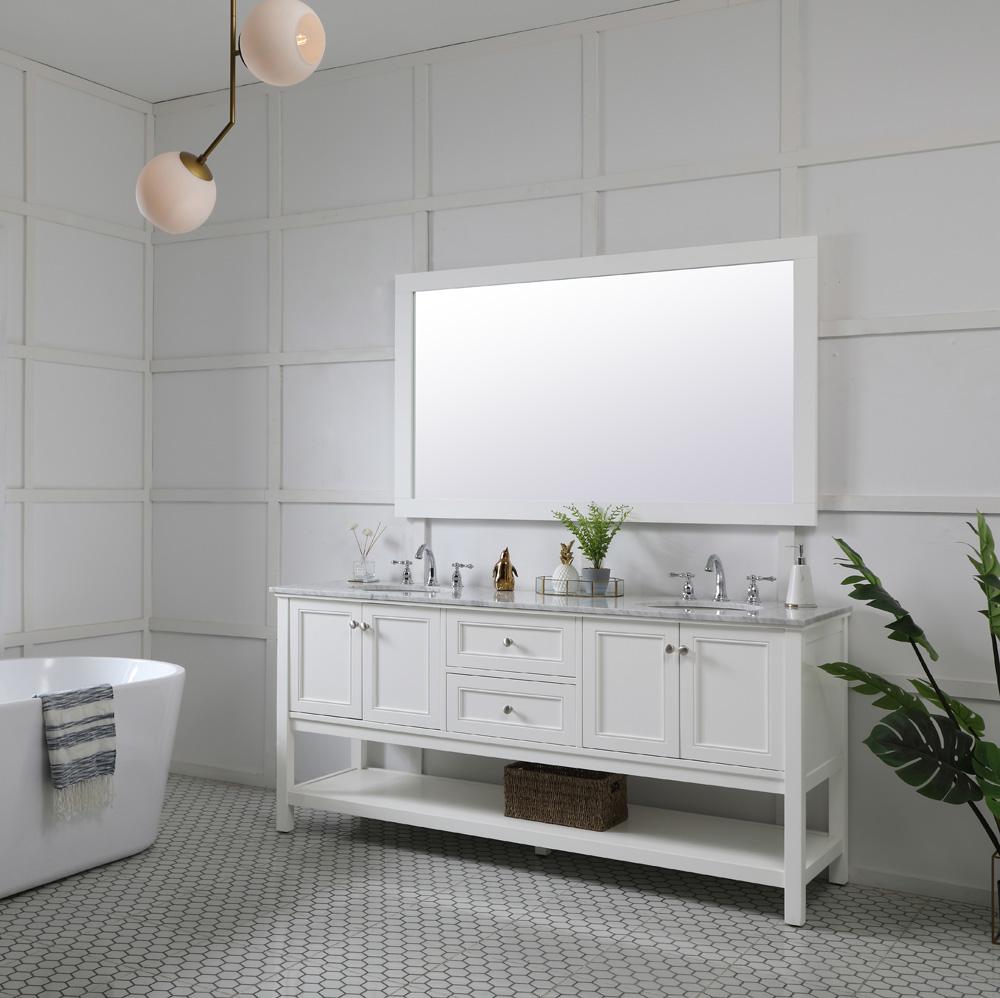 Elegant Furniture & Lighting - Aqua rectangle vanity mirror 60 inch in White - VM26036WH veiw 4