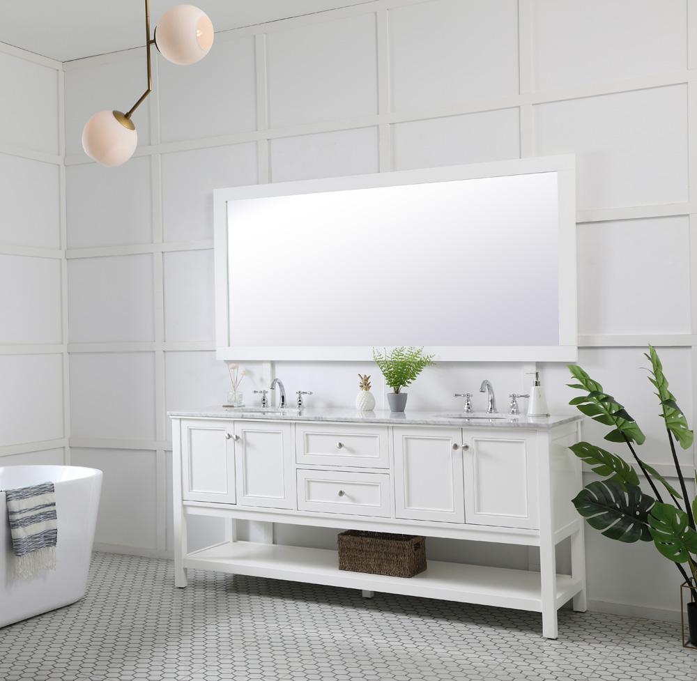 Elegant Furniture & Lighting - Aqua rectangle vanity mirror 72 inch in White - VM27236WH veiw 4