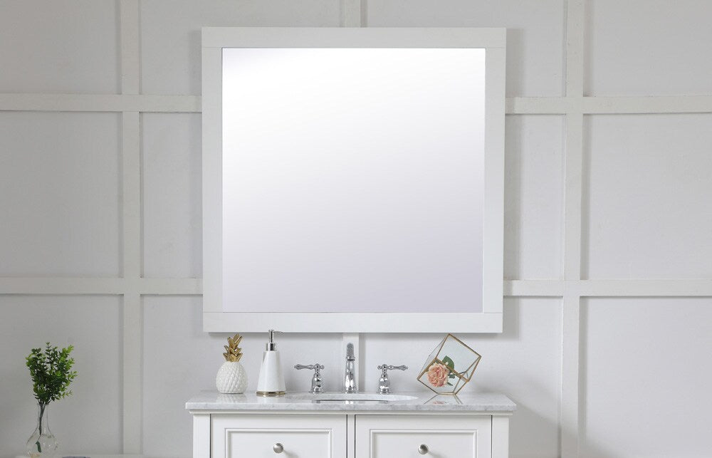 Elegant Furniture & Lighting - Aqua square vanity mirror 36 inch in White - VM23636WH veiw 2