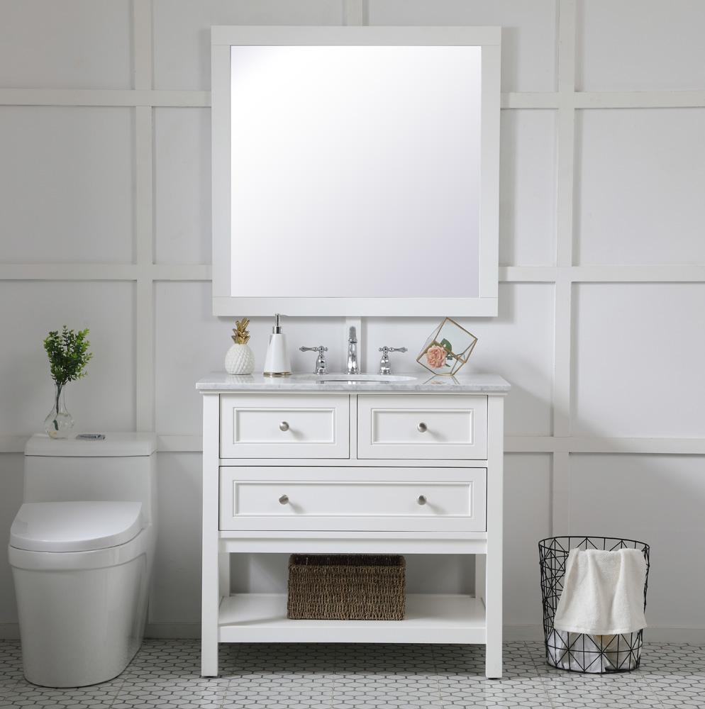 Elegant Furniture & Lighting - Aqua square vanity mirror 36 inch in White - VM23636WH veiw 4