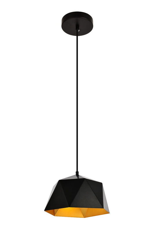 Elegant Furniture & Lighting - Arden Pendant D10.2 H6.7 Lt:1 Black and Gold Finish - LDPD2079 veiw 1