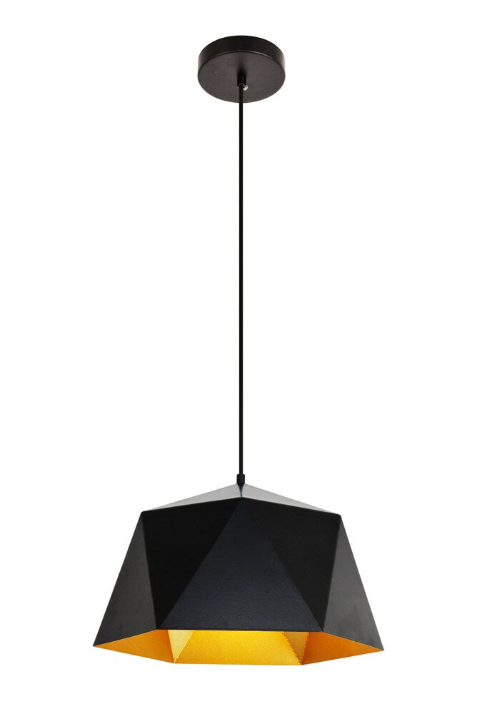 Elegant Furniture & Lighting - Arden Pendant D15.0 H9.6 Lt:1 Black and Gold Finish - LDPD2081 veiw 1