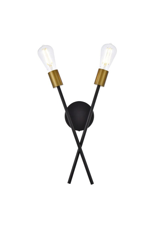 Elegant Furniture & Lighting - Armin 2 lights wall sconce in black with brass - LD7053W7BRB veiw 1