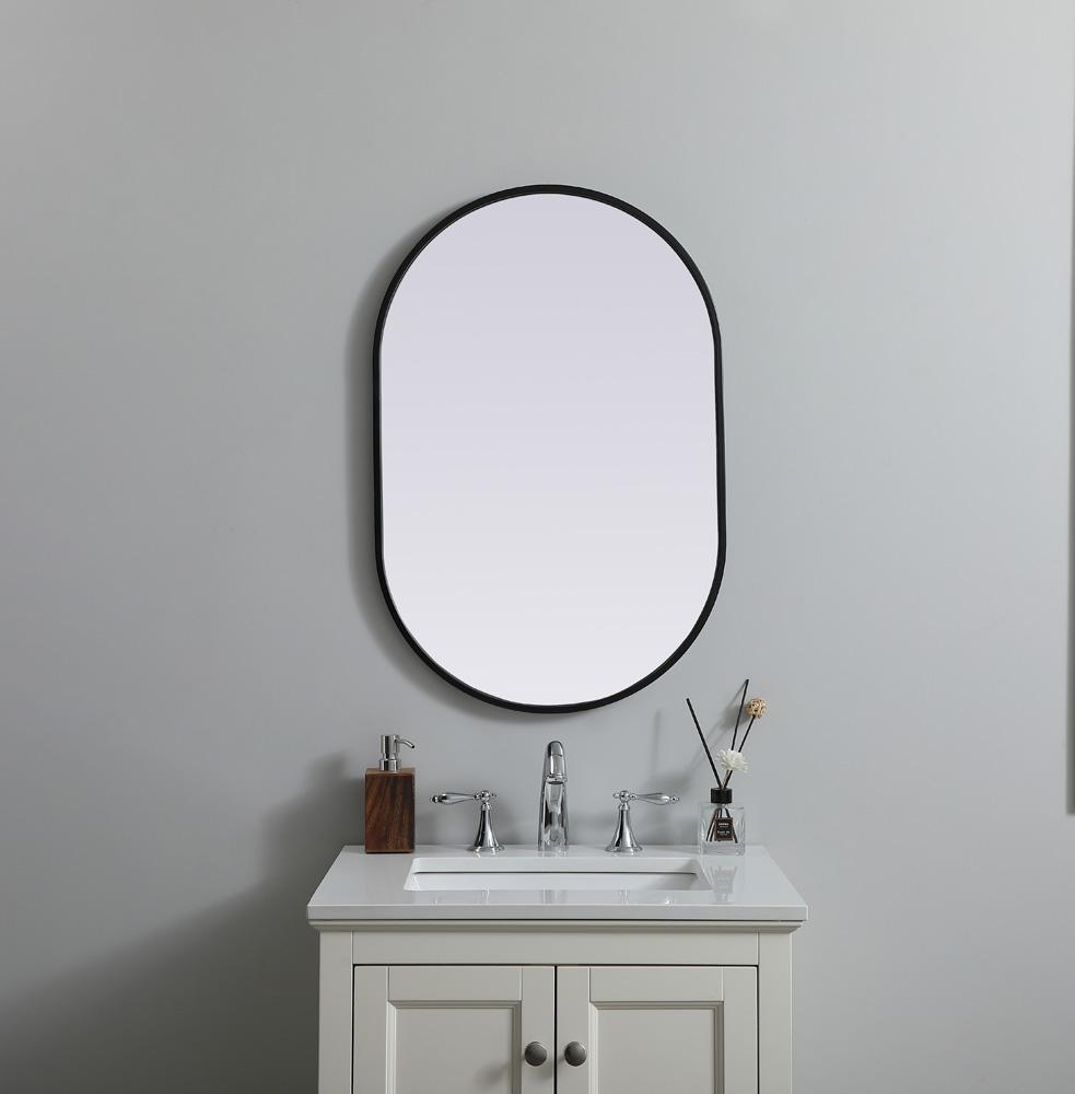 Elegant Furniture & Lighting - Asha Metal Frame Oval Mirror 20x30 Inch in Black - MR2A2030BLK veiw 2