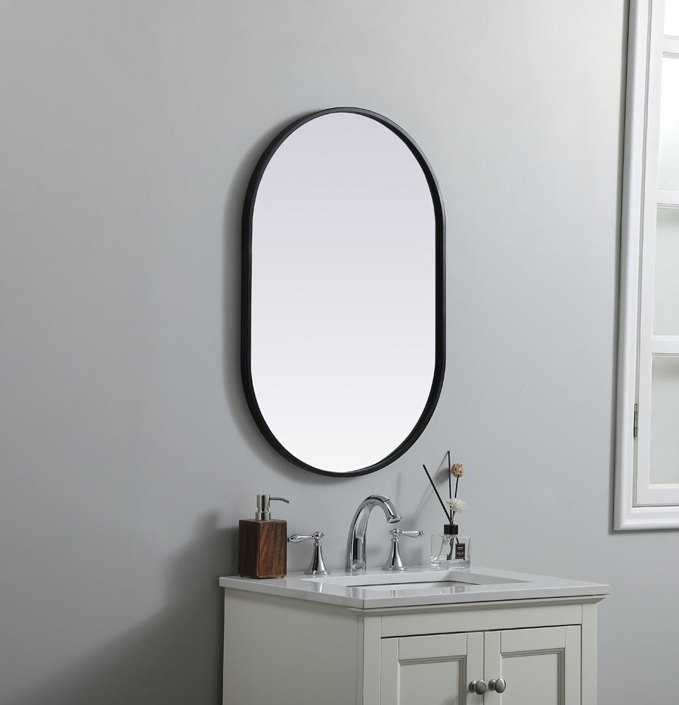 Elegant Furniture & Lighting - Asha Metal Frame Oval Mirror 20x30 Inch in Black - MR2A2030BLK veiw 3