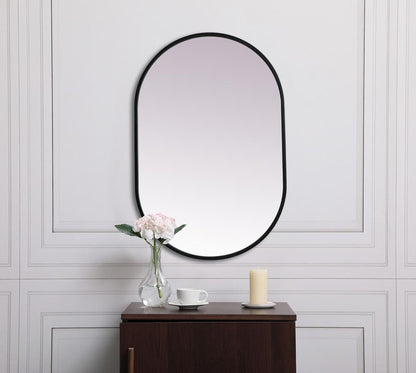 Elegant Furniture & Lighting - Asha Metal Frame Oval Mirror 20x30 Inch in Black - MR2A2030BLK veiw 4