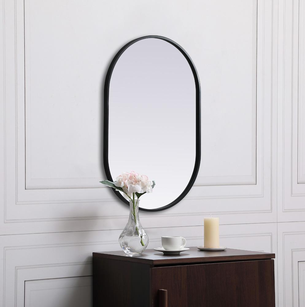 Elegant Furniture & Lighting - Asha Metal Frame Oval Mirror 20x30 Inch in Black - MR2A2030BLK veiw 5