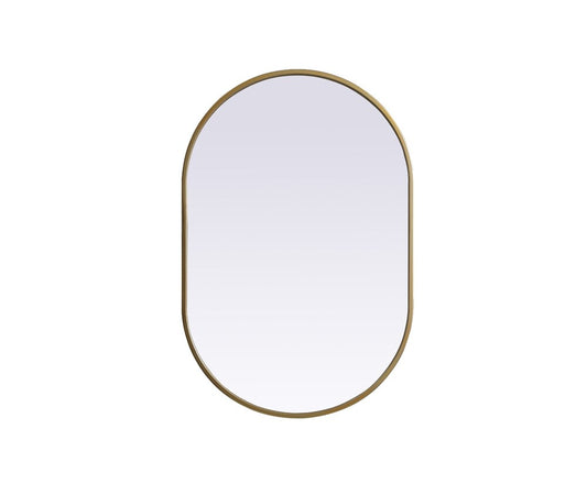 Elegant Furniture & Lighting - Asha Metal Frame Oval Mirror 20x30 Inch in Brass - MR2A2030BRS veiw 1