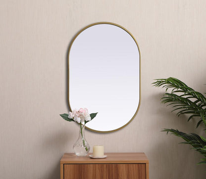 Elegant Furniture & Lighting - Asha Metal Frame Oval Mirror 20x30 Inch in Brass - MR2A2030BRS veiw 4