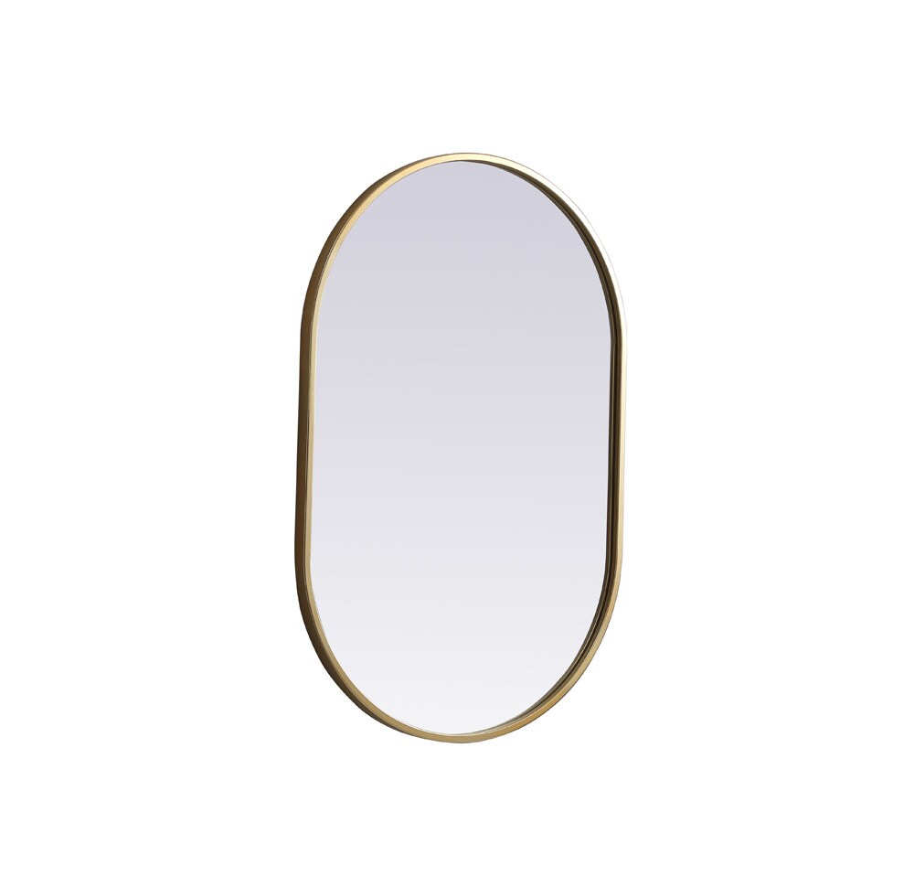 Elegant Furniture & Lighting - Asha Metal Frame Oval Mirror 20x30 Inch in Brass - MR2A2030BRS veiw 8