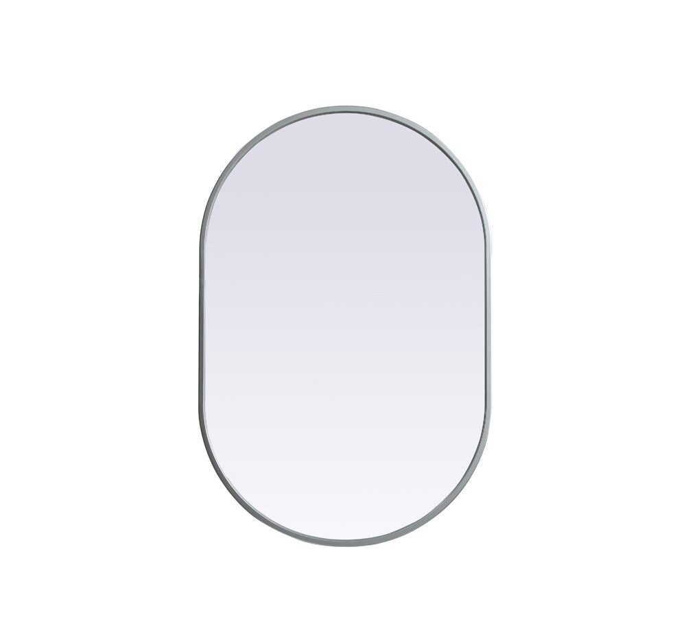 Elegant Furniture & Lighting - Asha Metal Frame Oval Mirror 20x30 Inch in Silver - MR2A2030SIL veiw 1