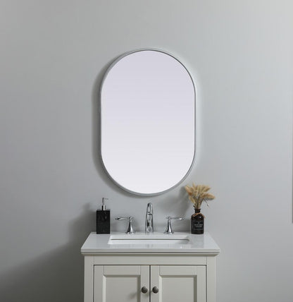 Elegant Furniture & Lighting - Asha Metal Frame Oval Mirror 20x30 Inch in Silver - MR2A2030SIL veiw 2