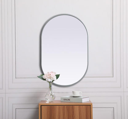 Elegant Furniture & Lighting - Asha Metal Frame Oval Mirror 20x30 Inch in Silver - MR2A2030SIL veiw 4