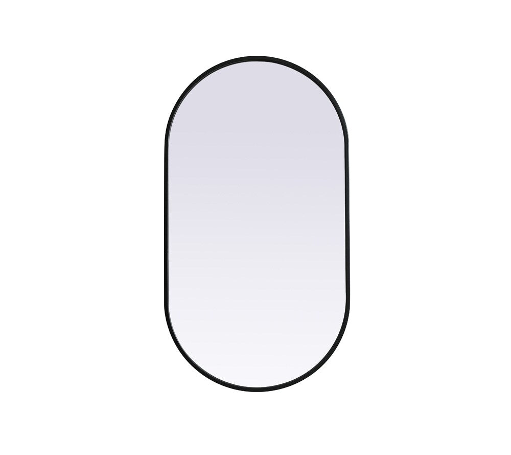 Elegant Furniture & Lighting - Asha Metal Frame Oval Mirror 20x36 Inch in Black - MR2A2036BLK veiw 1