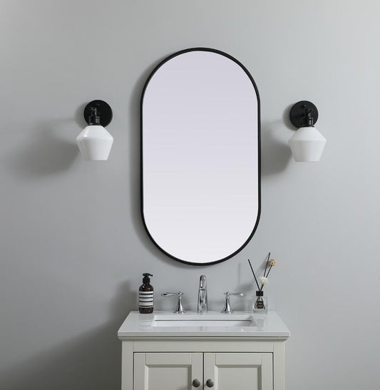 Elegant Furniture & Lighting - Asha Metal Frame Oval Mirror 20x36 Inch in Black - MR2A2036BLK veiw 2
