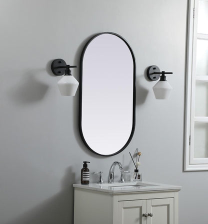 Elegant Furniture & Lighting - Asha Metal Frame Oval Mirror 20x36 Inch in Black - MR2A2036BLK veiw 4