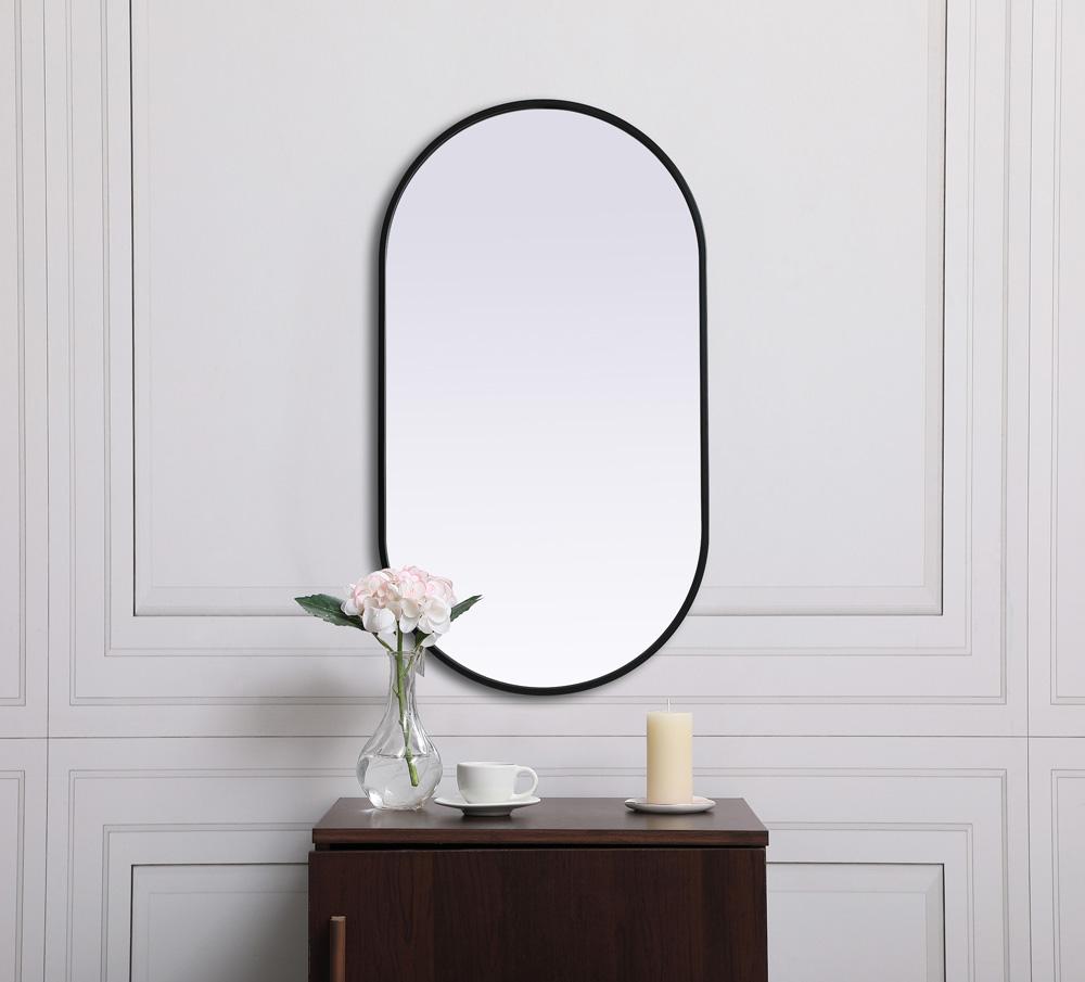 Elegant Furniture & Lighting - Asha Metal Frame Oval Mirror 20x36 Inch in Black - MR2A2036BLK veiw 5