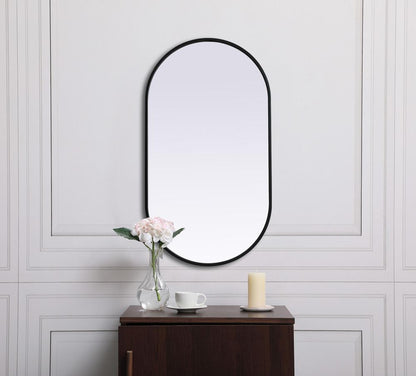 Elegant Furniture & Lighting - Asha Metal Frame Oval Mirror 20x36 Inch in Black - MR2A2036BLK veiw 5