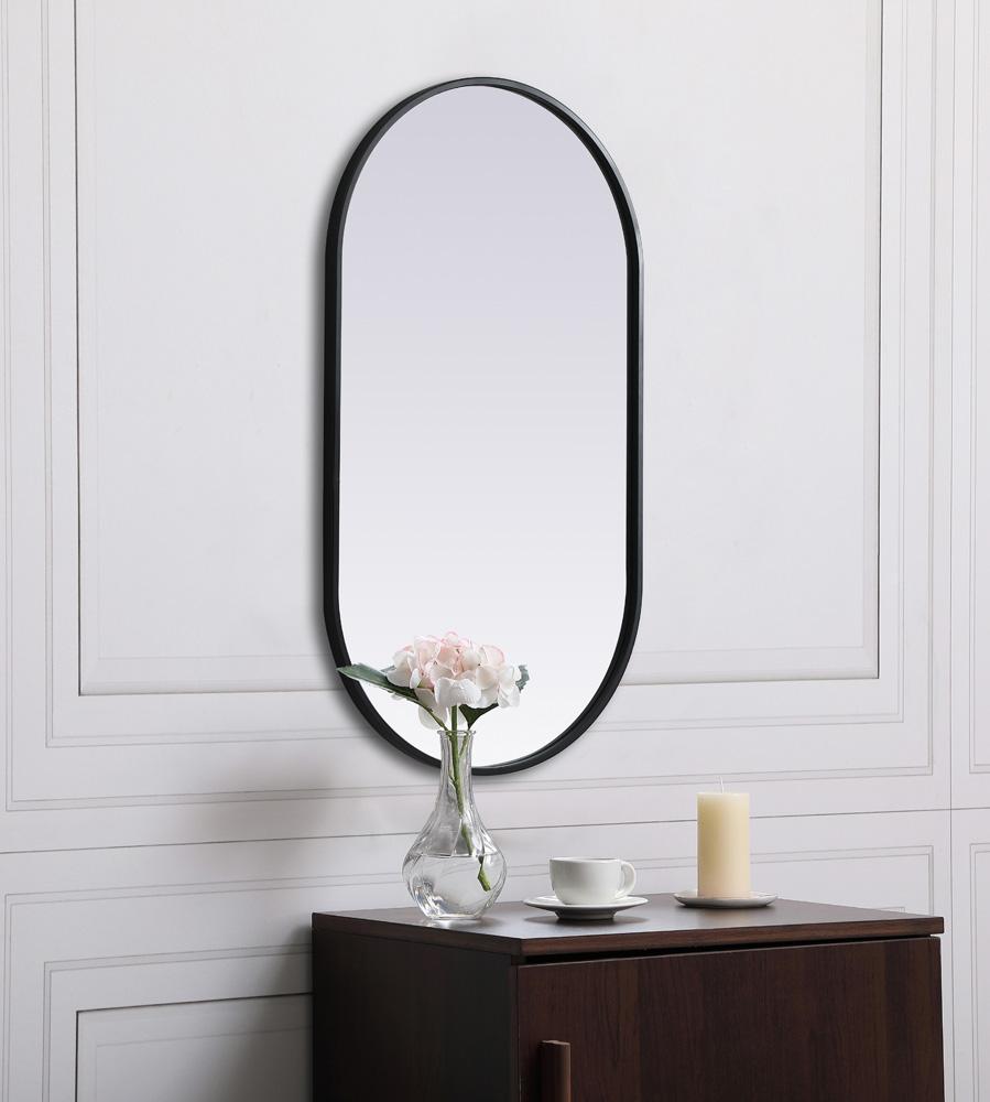 Elegant Furniture & Lighting - Asha Metal Frame Oval Mirror 20x36 Inch in Black - MR2A2036BLK veiw 6