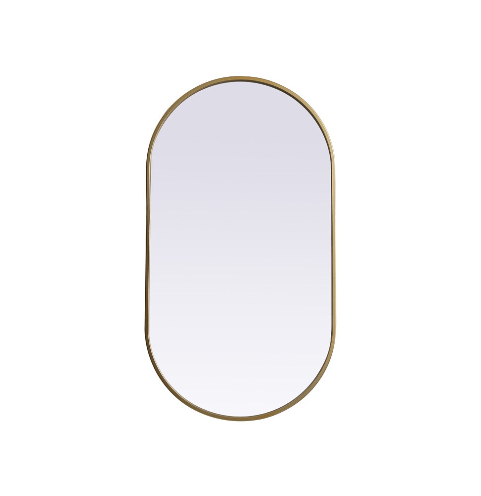 Elegant Furniture & Lighting - Asha Metal Frame Oval Mirror 20x36 Inch in Brass - MR2A2036BRS veiw 1
