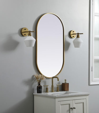 Elegant Furniture & Lighting - Asha Metal Frame Oval Mirror 20x36 Inch in Brass - MR2A2036BRS veiw 3