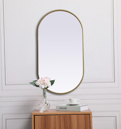 Elegant Furniture & Lighting - Asha Metal Frame Oval Mirror 20x36 Inch in Brass - MR2A2036BRS veiw 4