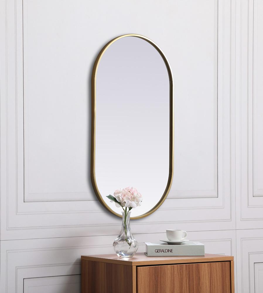 Elegant Furniture & Lighting - Asha Metal Frame Oval Mirror 20x36 Inch in Brass - MR2A2036BRS veiw 5