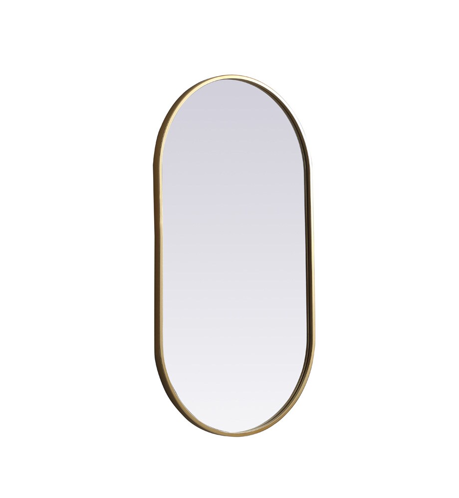 Elegant Furniture & Lighting - Asha Metal Frame Oval Mirror 20x36 Inch in Brass - MR2A2036BRS veiw 8