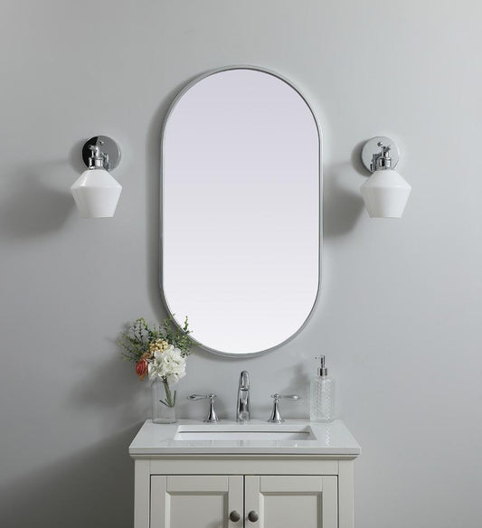 Elegant Furniture & Lighting - Asha Metal Frame Oval Mirror 20x36 Inch in Silver - MR2A2036SIL veiw 2