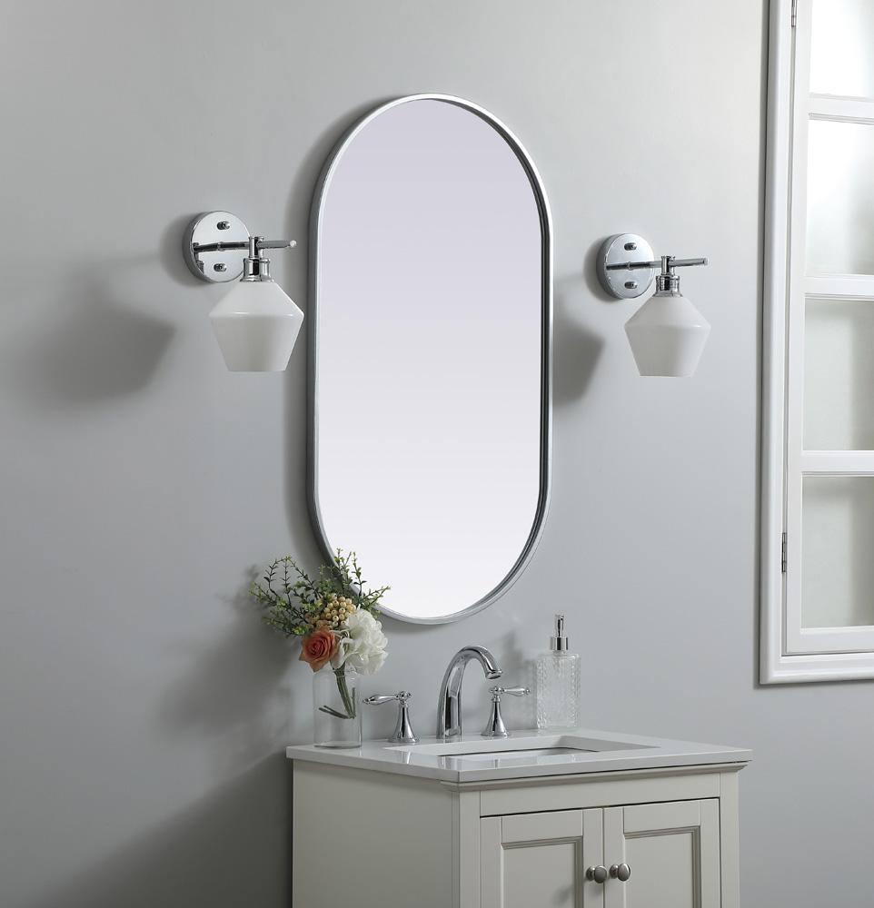 Elegant Furniture & Lighting - Asha Metal Frame Oval Mirror 20x36 Inch in Silver - MR2A2036SIL veiw 3