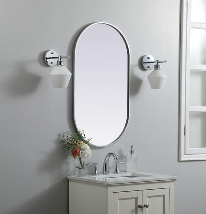 Elegant Furniture & Lighting - Asha Metal Frame Oval Mirror 20x36 Inch in Silver - MR2A2036SIL veiw 3
