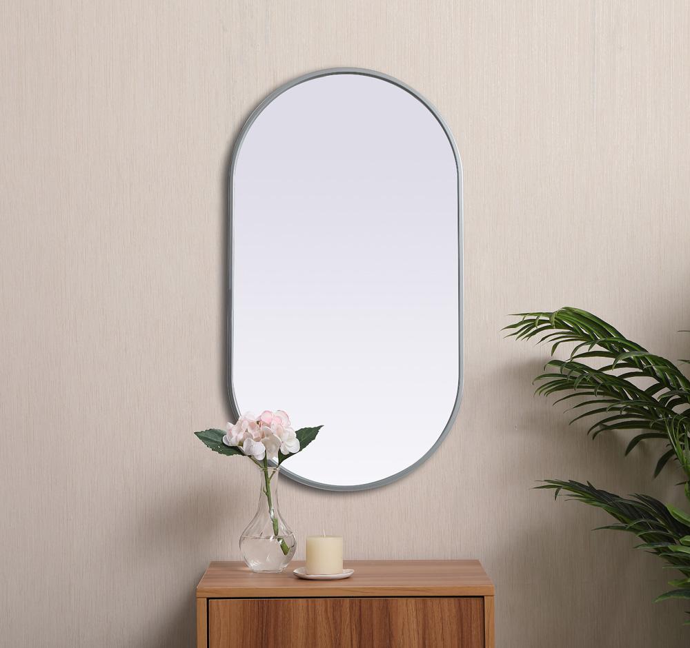 Elegant Furniture & Lighting - Asha Metal Frame Oval Mirror 20x36 Inch in Silver - MR2A2036SIL veiw 4