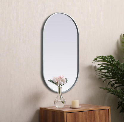 Elegant Furniture & Lighting - Asha Metal Frame Oval Mirror 20x36 Inch in Silver - MR2A2036SIL veiw 5