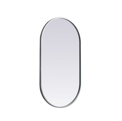 Elegant Furniture & Lighting - Asha Metal Frame Oval Mirror 20x36 Inch in Silver - MR2A2036SIL veiw 8